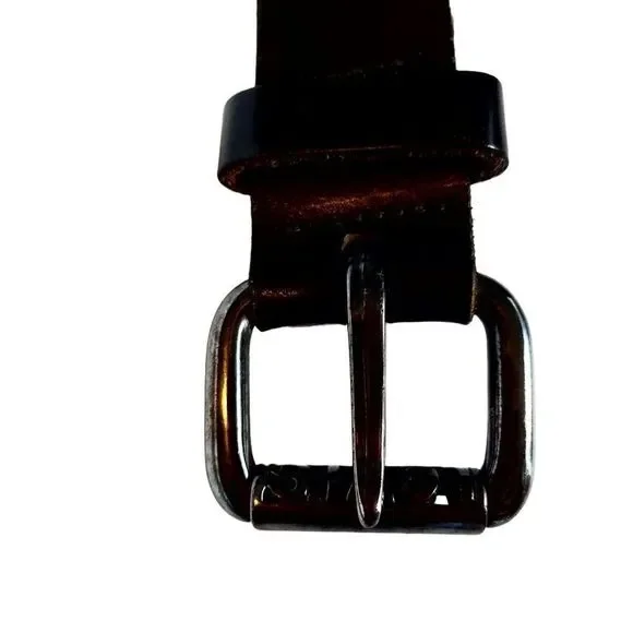 Levi Belt Logo Metal Buckle 100% Real Leather circa 90' s Black size S - Picture 9 of 16